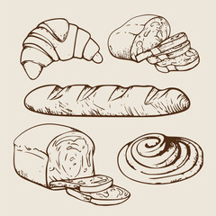 Bakery pattern set,seamless pattern  ,design of bakery-related items like bread, pastries, or baking tools 