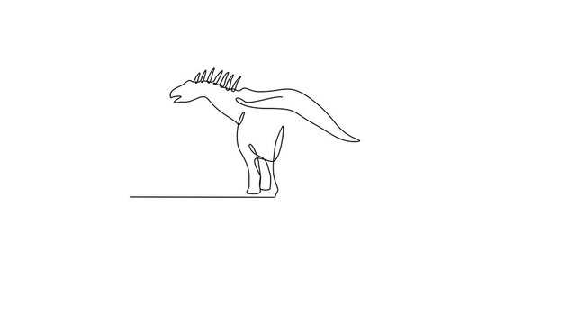 Animated self drawing of Amargasaurus animal video design illustration. Family Dinosaur themes in simple linear style video design concept. Dinosaur for your asset design and educational purpose.