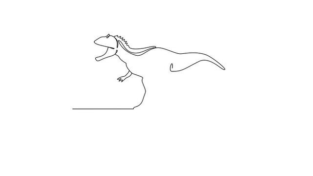 Animated self drawing of Allosaurus animal video design illustration. Family Dinosaur themes in simple linear style video design concept. Dinosaur for your asset design and educational purpose.