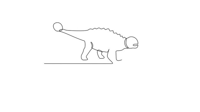 Animated self drawing of Ankylosaurus animal video design illustration. Family Dinosaur themes in simple linear style video design concept. Dinosaur for your asset design and educational purpose.