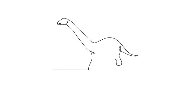 Animated self drawing of Apatosaurus animal video design illustration. Family Dinosaur themes in simple linear style video design concept. Dinosaur for your asset design and educational purpose.