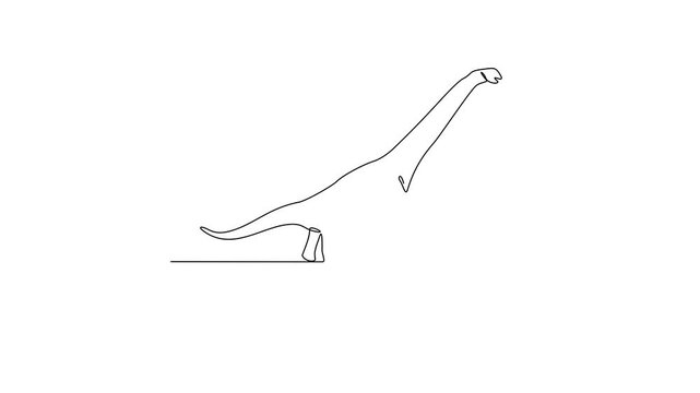 Animated self drawing of Brachiosaurus animal video design illustration. Family Dinosaur themes in simple linear style video design concept. Dinosaur for your asset design and educational purpose.