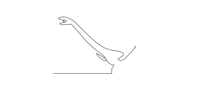 Animated self drawing of Thalassomedon animal video design illustration. Family Dinosaur themes in simple linear style video design concept. Dinosaur for your asset design and educational purpose.