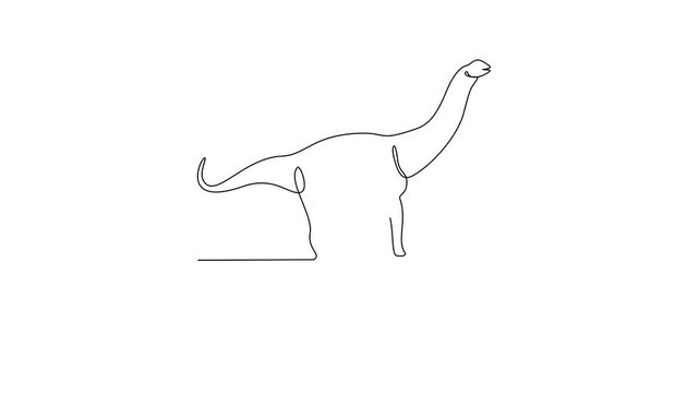 Animated self drawing of Titanosaurus animal video design illustration. Family Dinosaur themes in simple linear style video design concept. Dinosaur for your asset design and educational purpose.