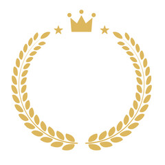 金色の月桂樹と王冠のシンプルなフレーム