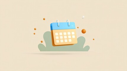 Obraz premium Productivity Illustration of a calendar surrounded by colorful bubbles on a light background.
