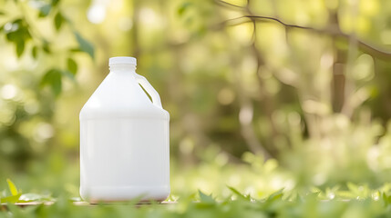 White gallon with natural background to be used as part of product or label design.