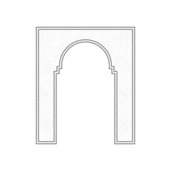 Abstract arch frame with curved wave pattern in minimal line style decorative architectural border vector illustration for modern graphic design.