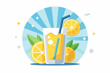 cold drink straw lemon ice