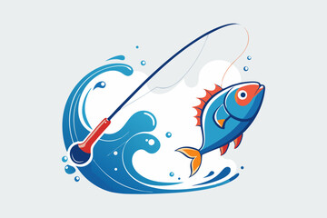 fishing rod hook fish jump