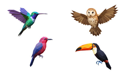 Obraz premium A collection of colorful hummingbird illustrations in various flying poses