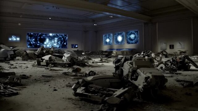 Damaged machinery museum display
