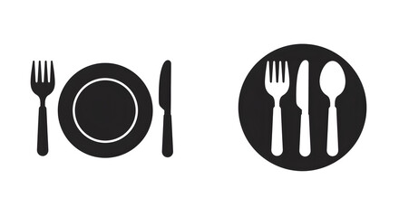 A simple, flat icon for a restaurant or dining place setting
