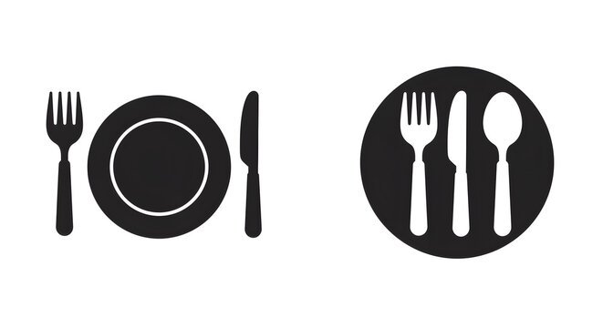 A simple, flat icon for a restaurant or dining place setting