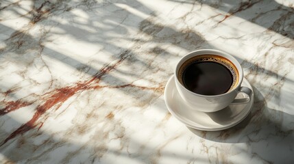 Aromatic Coffee Break, Sunlit Cup of Joe on Marble