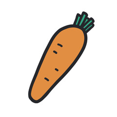 にんじんの輪郭あり手描きカラーイラスト
