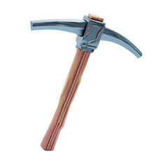Mining Pickaxe Tool with Wood Handle, and Metal Head.