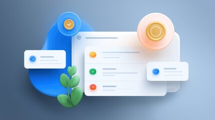 Ai detector Modern digital interface with checklists, notifications, and green plant accents.