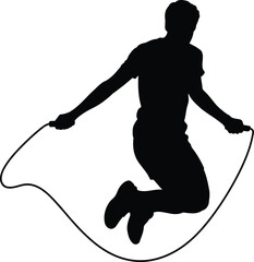 Jump Rope Exercise Silhouette Design, Transparent Background.