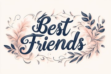 Beautiful Floral Design Featuring 'Best Friends' Text in Script