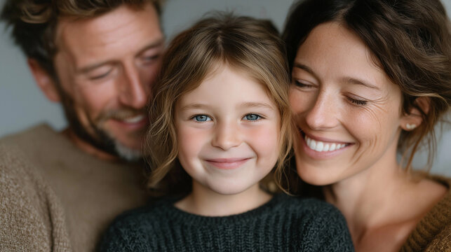 Millennial parents and preteen daughter laughing and tickling each other on cozy living room floor during a joyful weekend moment, family bonding, emotional connection, parenting moments, playful li

