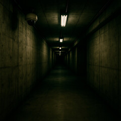 Dimly Lit Surveillance Corridor