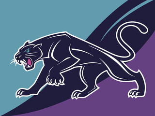 Obraz premium Powerful black panther silhouette atop a mountain, perfect for logos or designs.
