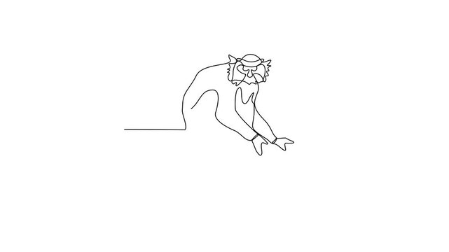 Animated self drawing of Guenon video design illustration. Primates animal themes in simple linear style video design concept. Guenon for your asset design and educational purpose.