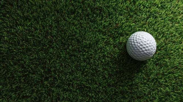 Golf ball resting on pristine green turf, highlighting meticulous course maintenance and tranquil golfing atmosphere near putting surface
