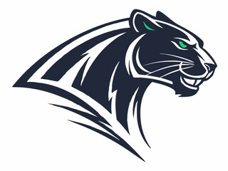 Powerful black panther silhouette atop a mountain, perfect for logos or designs.