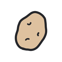 じゃがいもの輪郭あり手描きカラーイラスト