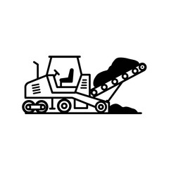 Naklejka premium Paver machine icon with construction theme for engineering and building projects in minimalist vector style 