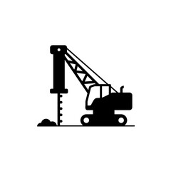 Naklejka premium Construction drill machine working on ground while digging 