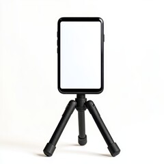 Smartphone on tripod isolated on white background