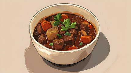 Cabbage rolls in a hearty stew with carrots rice and ground meat served in a gray bowl on a concrete backdrop Cabbage recipes, Generative AI
