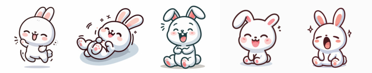 Vector of various cute baby rabbit expressions