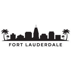 Naklejka premium Fort lauderdale skyline horizontal banner. Fort lauderdale, Florida. Vector template for your design. Vector black silhouette. with white background
