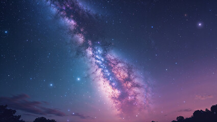 Fototapeta premium Majestic night sky displaying the vivid milky way galaxy illuminated with countless stars