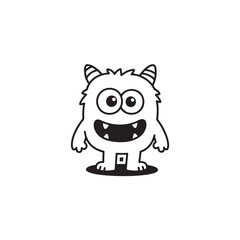 Naklejka premium Cute monster vector illustration in black and white