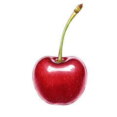 Watercolor Cherry Fruit Isolated, Transparent Background, Cutout, PNG