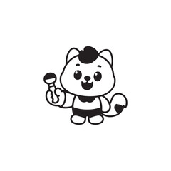 Fototapeta premium Cute cartoon singer vector illustration adorable animal character design art