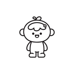 Cute baby drawing outline vector illustration for kids design and coloring