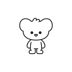 Obraz premium Cute bear drawing vector illustration simple cartoon teddy bear outline art