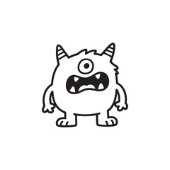 Obraz premium Cute one eyed monster cartoon vector illustration drawing 