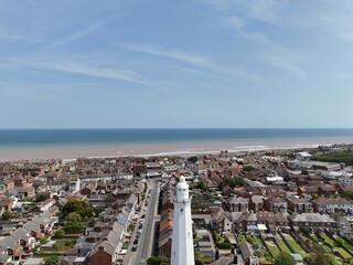 aerial view of  Withernsea Lighthouse and Museum. Yorkshire coast. England