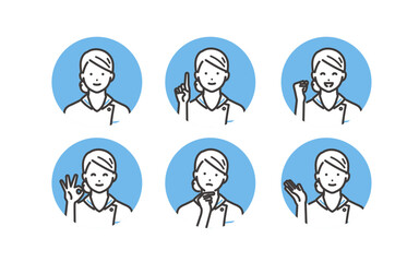 若い看護士のいろいろな表情のイラスト素材