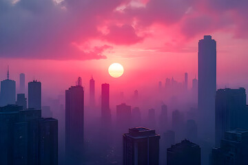 city at sunset