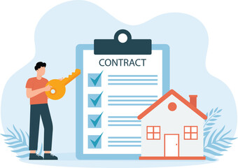 House Contract,Mortgage and rent concept flat vector illustration vector template
