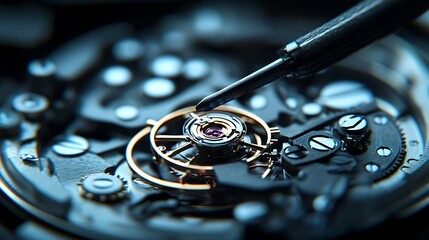 Watch Repair Closeup Mechanism.