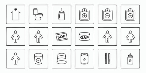 Fototapeta premium Line Icons of Various Everyday Objects and Clothing